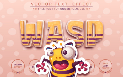 Crazy Wasp - bewerkbaar teksteffect, lettertypestijl, grafische stijlillustratie