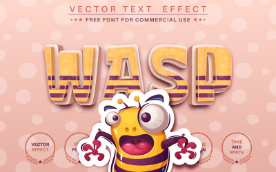 Crazy Wasp - Effetto di testo modificabile, stile del carattere, illustrazione in stile grafico