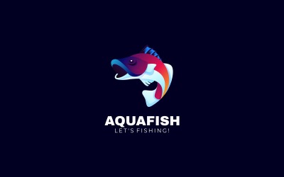 Aqua Fish Farbverlauf Buntes Logo
