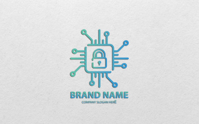 Digital lås och säkerhet logotypdesign