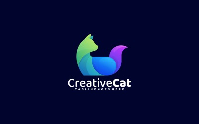 Logo coloré dégradé chat créatif