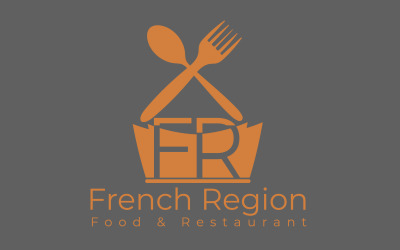 Modello di logo per cibo e ristorante della regione francese