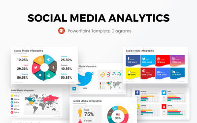 Social Media Analytics PowerPoint diagramok sablon