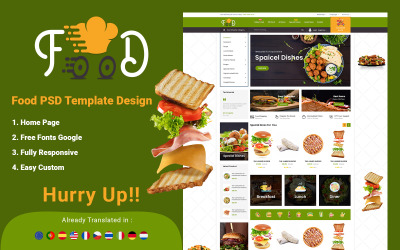 Alimentos - Plantilla PSD de comercio electrónico para pedidos en línea