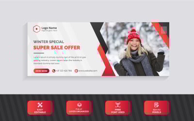 Creative Winter Fashion rote Farbe Facebook Cover Design