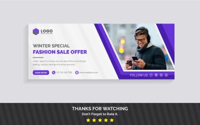 Creative Winter Violet Color Facebook Cover Banner Design