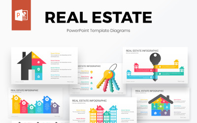 Plantilla de infografías de PowerPoint de bienes raíces