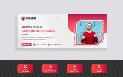 Promoção de moda especial de verão no Facebook Banner Design