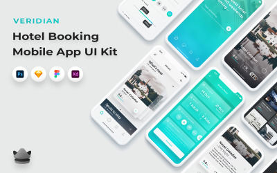 Veridian - UI-kit voor app voor esthetische hotelboekingen
