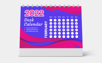 Calendario de escritorio con diseño morado 2022