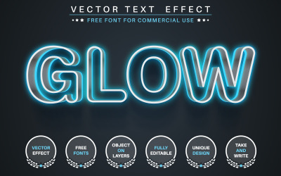 Glow Stroke: efecto de texto editable, estilo de fuente, ilustración gráfica