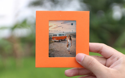 Maquette de produit de cadre photo orange