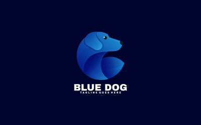 Blauer Hund Farbverlauf Buntes Logo