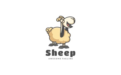 Mutlu Koyun Karikatür Logo Şablonu