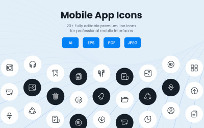 Sada ikon kreativní mobilní aplikace