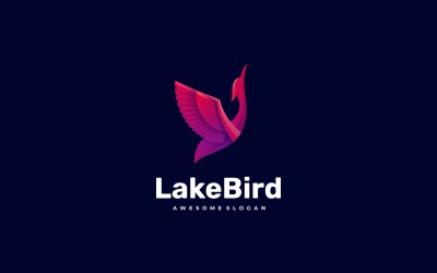 Estilo del logotipo del gradiente del pájaro del lago