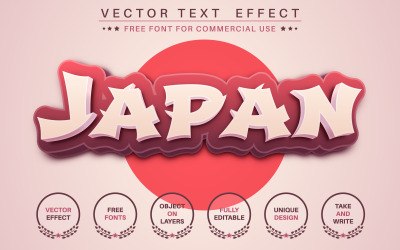 Japan - Bearbeitbarer Texteffekt, Schriftstil, grafische Illustration