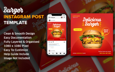 Дизайн постов в социальных сетях Fast Food Instagram
