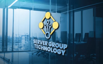 Modello di logo del gruppo di tecnologia server
