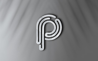 P 3D логотип макет шаблону дизайну