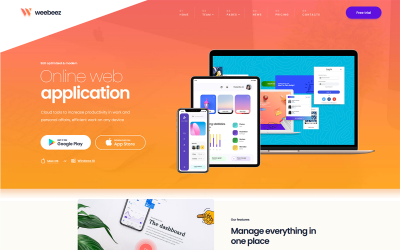 Weebeez - WordPress-tema för webbapplikation