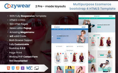 Cozywear - Szablon strony internetowej HTML dla e-commerce mody