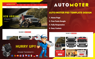 Auto Moter - Autókölcsönző szolgáltatás PSD sablon