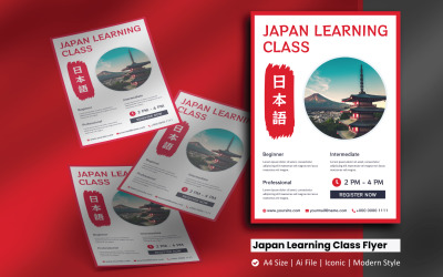 Modello di identità aziendale per volantino di apprendimento del Giappone Japan