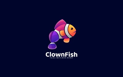 Clown Vis Gradiënt Kleurrijk Logo