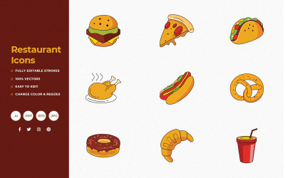 Conjunto de ícones de restaurantes criativos