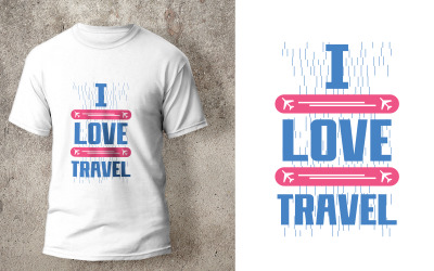 Eu amo o design de camisetas de tipografia de viagens
