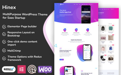 Hinex - багатоцільова тема WordPress для запуску Saas