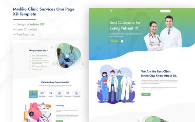 Mediko Clinic Services One Page UI-Elemente