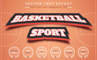 Pallacanestro - Effetto testo modificabile, stile carattere, illustrazione grafica