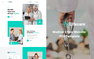 Догляд за життям - шаблон PSD веб-сайту медичної клініки