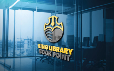 King Kütüphane Kitap Logo Şablonu