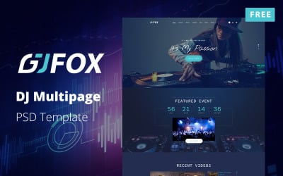 免费 DJ 多页 PSD 模板 - DJ FOX