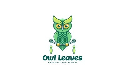 Green Owl Simple Mascot Logo