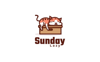 Líná kočka kreslený Logo šablona