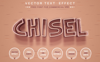 Meißel - Bearbeitbarer Texteffekt, Schriftstil, Grafikillustration