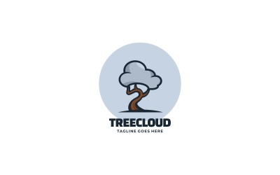 Modèle de logo de mascotte arbre nuage