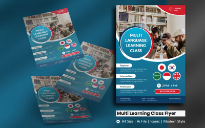 Multi Language Learning Class Flyer Corporate Identity Template