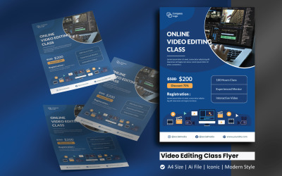 Online Video Editing Class Flyer Corporate Identity Template