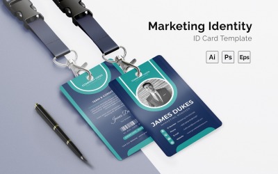 Blauwe Concept ID-kaart afdruksjabloon