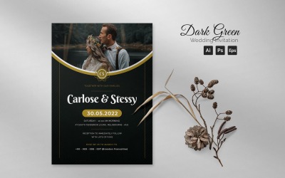 Dark Green Wedding Invitation