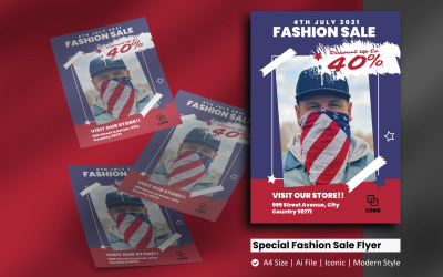 4. Juli America Fashion Sale Flyer Corporate Identity Vorlage