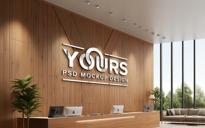 Logo Mockup 3D segno parete in legno