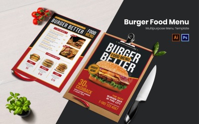 Modelo de impressão do menu Burger Better Food