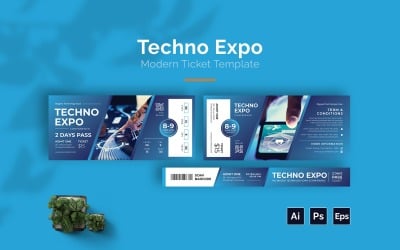 Techno Expo Ticket Print Template