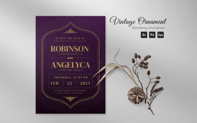 Vintage Ornament Wedding Invitation